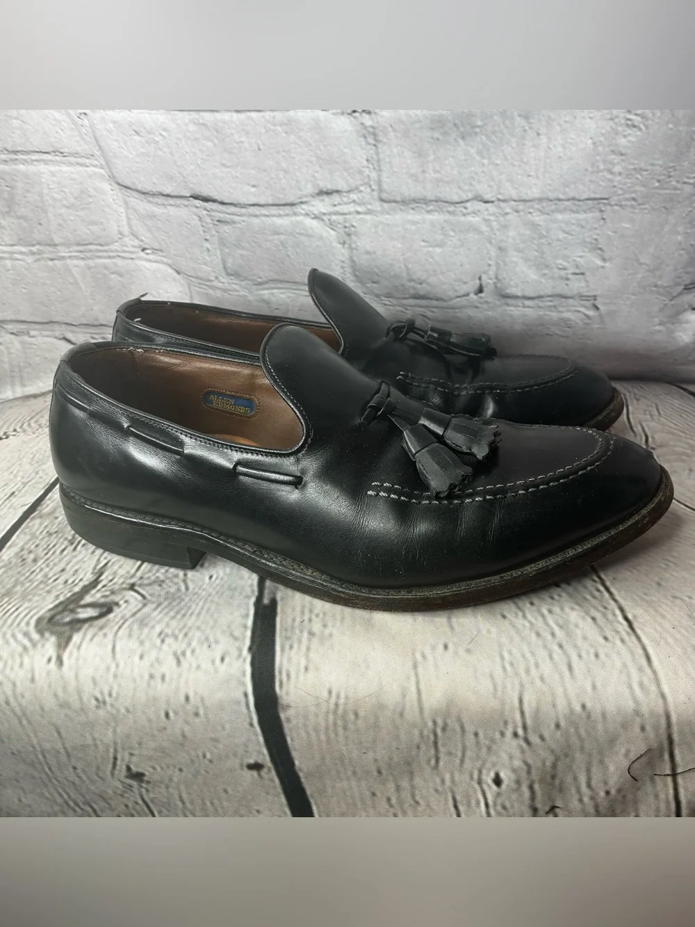Vtg Allen Edmonds Old Money Ivy League Black Leather Tassel Preppy Loafers 8C
